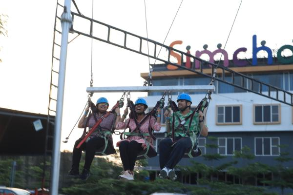 Colleagues on the Simcha Island zipline
